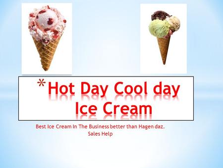 Best Ice Cream In The Business better than Hagen daz. Sales Help.