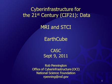 Cyberinfrastructure for the 21st Century (CIF21): Data MRI and STCI