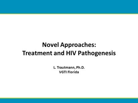 Novel Approaches: Treatment and HIV Pathogenesis L. Trautmann, Ph.D. VGTI Florida.