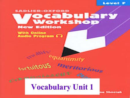 Vocabulary Unit 1.