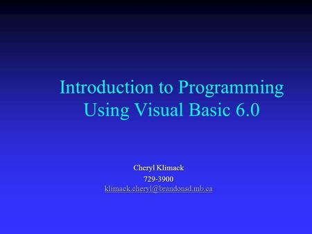 Introduction to Programming Using Visual Basic 6.0
