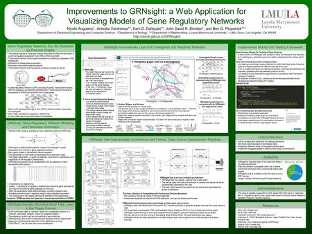 Improvements to GRNsight: a Web Application for Visualizing Models of Gene Regulatory Networks Nicole Anguiano*, Anindita Varshneya**, Kam D. Dahlquist**,