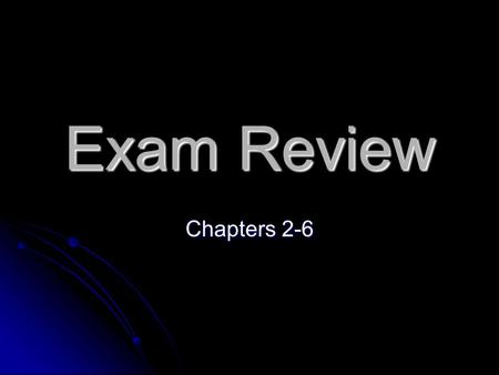 Exam Review Chapters 2-6. 1. Find the exact value of sin 240° a) ½ b) -½ c)d)