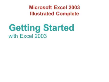 Microsoft Excel 2003 Illustrated Complete