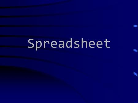 Spreadsheet. A spreadsheet is a computer application that simulates a paper worksheet. It displays multiple cells that together make up a grid consisting.