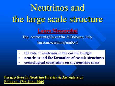 Neutrinos and the large scale structure