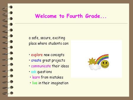 Welcome to Fourth Grade.... “Change is the law of life. And those who look only to the past or the present are certain to miss the future.” John F. Kennedy.
