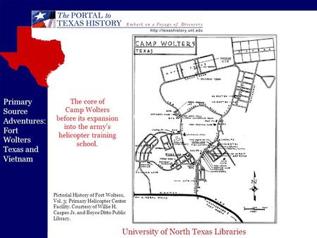 University of North Texas Libraries Primary Source Adventures: Fort Wolters Texas and Vietnam Pictorial History of Fort Wolters, Vol. 3; Primary Helicopter.
