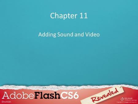 Chapter 11 Adding Sound and Video. Chapter 11 Lessons 1.Work with sound 2.Specify synchronization options 3.Modify sounds 4.Use ActionScript with sound.