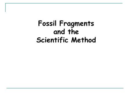 Fossil Fragments and the Scientific Method. MathematicsScienceReligionArt Goal What counts as evidence? Appropriate Questions Science as A Way of Knowing.