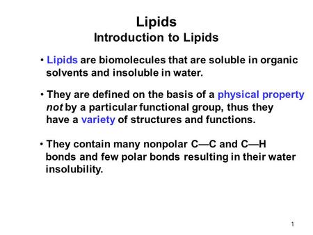 Lipids Introduction to Lipids