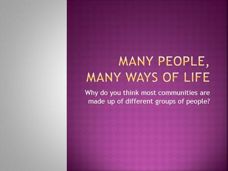 Why do you think most communities are made up of different groups of people?