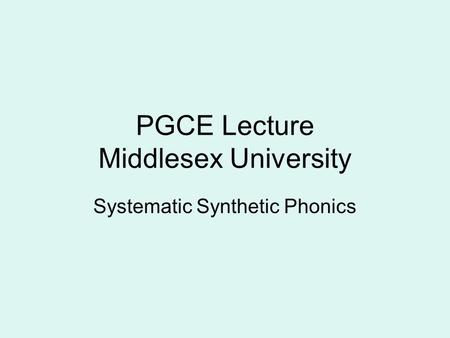 PGCE Lecture Middlesex University