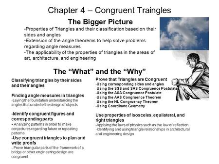 Chapter 4 – Congruent Traingles