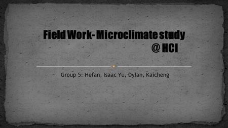 Field Work- Microclimate HCI Group 5: Hefan, Isaac Yu, Dylan, Kaicheng.