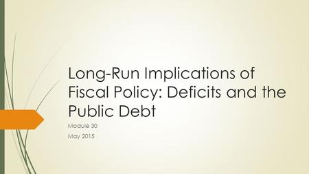 Long-Run Implications of Fiscal Policy: Deficits and the Public Debt