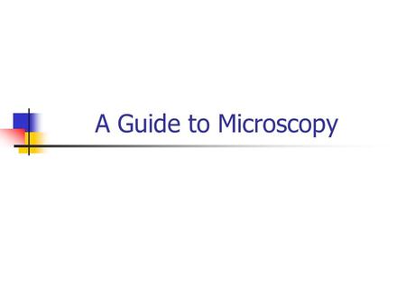 A Guide to Microscopy. The Light Microscope Purpose: History Flea glasses Anton van Leeuwenhoek Robert Hooke.