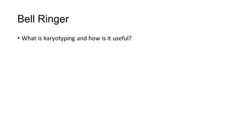 Bell Ringer What is karyotyping and how is it useful?
