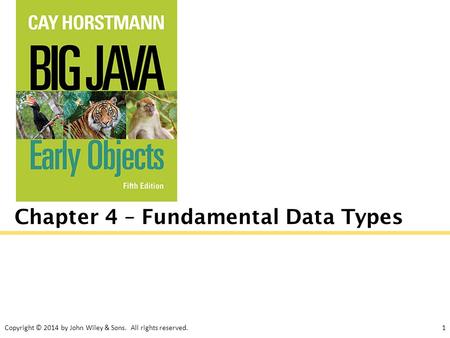 Copyright © 2014 by John Wiley & Sons. All rights reserved.1 Chapter 4 – Fundamental Data Types.