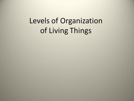 Levels of Organization of Living Things. Apple In what level of organization does the apple belong?