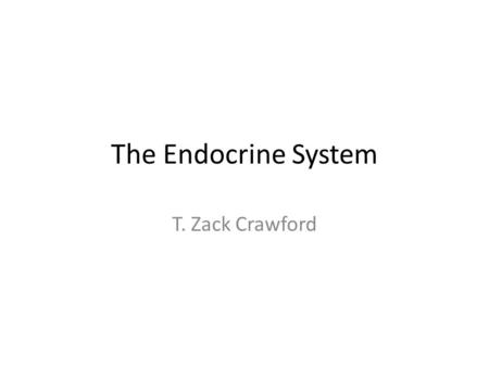The Endocrine System T. Zack Crawford. What is the Endocrine System? A collection of glands that produce hormones to regulate the body’s growth, metabolism,