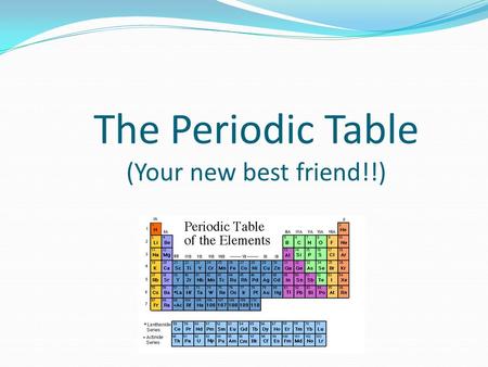 The Periodic Table (Your new best friend!!)