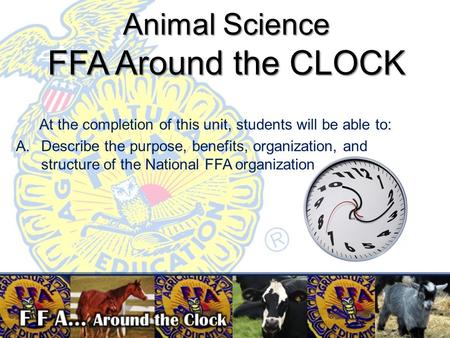 Animal Science FFA Around the CLOCK