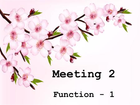 Function - 1 Meeting 2. Definition of Function.