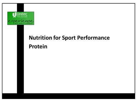 Nutrition for Sport Performance Protein. What is Protein? Myths Body Building Protein Needs for Athletes Meeting Protein Needs.