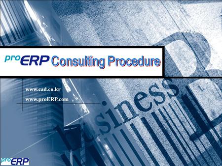 Www.proERP.com www.cad.co.kr www.proERP.com. ConsultingProcedure 1 Plan 3 Process Analysis 4 Implementation 5 Delivery 2 ProERP Concept.
