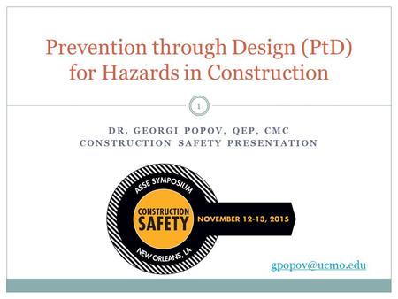 Prevention through Design (PtD) for Hazards in Construction