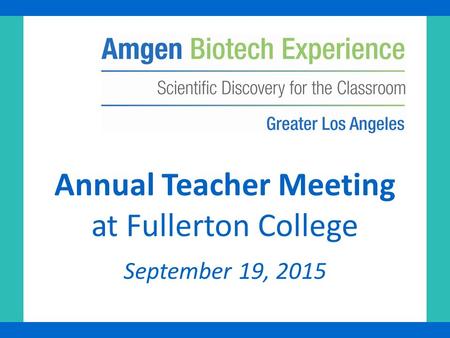 Annual Teacher Meeting at Fullerton College September 19, 2015.