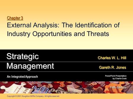Copyright © 2001 Houghton Mifflin Company. All rights reserved. Chapter 3 External Analysis: The Identification of Industry Opportunities and Threats Strategic.