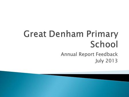 Annual Report Feedback July 2013.  Feedback form following the annual pupil reports being issued  Responses were gained from both the parent/carer and.