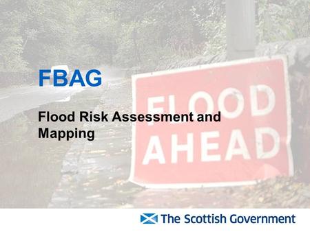 FBAG Flood Risk Assessment and Mapping. Purpose Review role of FBAG sub-group Summarise research/project agenda.