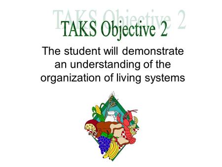 The student will demonstrate an understanding of the organization of living systems.