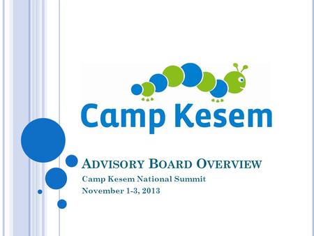 A DVISORY B OARD O VERVIEW Camp Kesem National Summit November 1-3, 2013.
