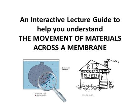 An Interactive Lecture Guide to help you understand THE MOVEMENT OF MATERIALS ACROSS A MEMBRANE www.tripod.com.