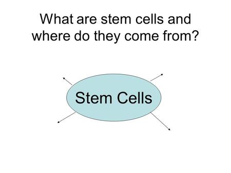 What are stem cells and where do they come from? Stem Cells.