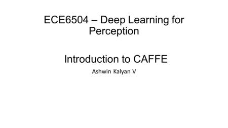 ECE6504 – Deep Learning for Perception