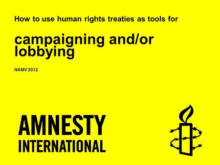 How to use human rights treaties as tools for campaigning and/or lobbying NKMV 2012.