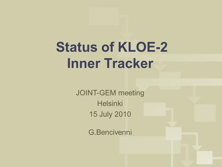 Status of KLOE-2 Inner Tracker JOINT-GEM meeting Helsinki 15 July 2010 G.Bencivenni.