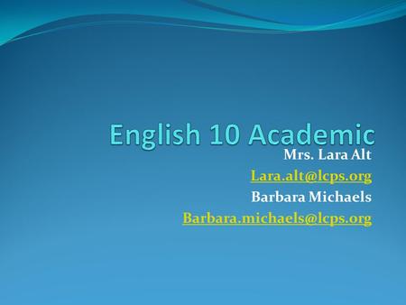 Mrs. Lara Alt Barbara Michaels
