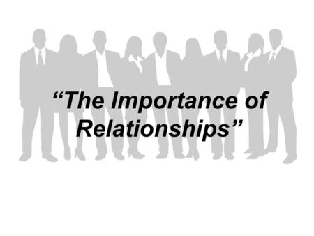 “The Importance of Relationships”. The Importance of Relationships John 15:12-17.