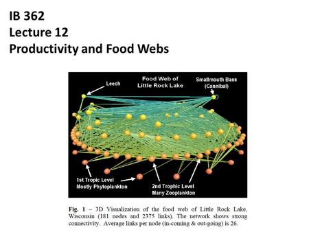 IB 362 Lecture 12 Productivity and Food Webs.