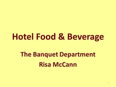 The Banquet Department Risa McCann