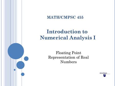 Introduction to Numerical Analysis I