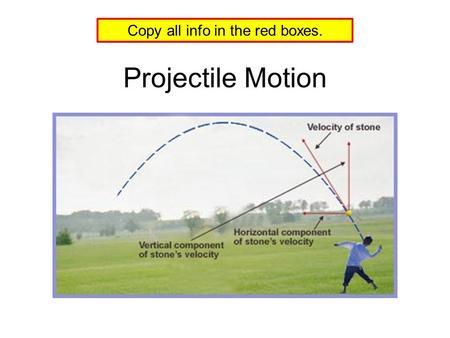 Projectile Motion Copy all info in the red boxes..
