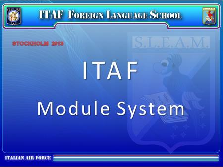 ITAF Module System. Introduction connecting to the past; sharing feedback; energy management concept; training within training.