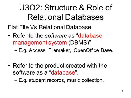 U3O2: Structure & Role of Relational Databases